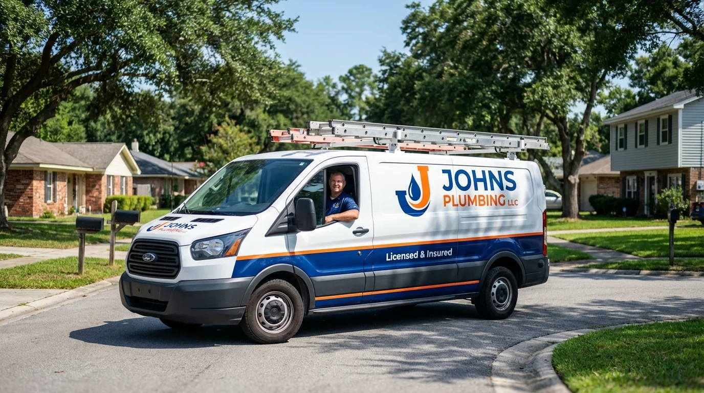 Johns Plumbing LLC service van in Westmorland, CA