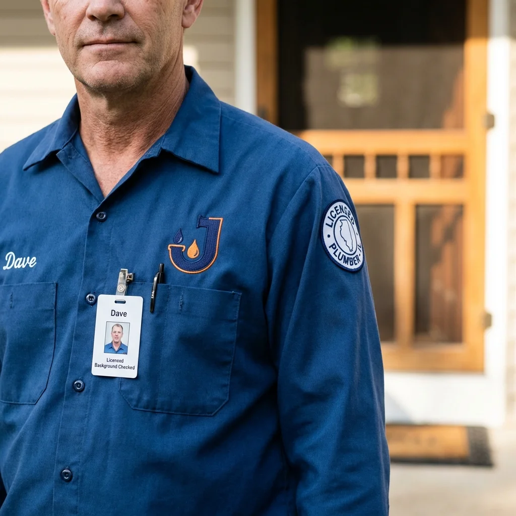 Licensed plumber showing ID badge in Westmorland, CA