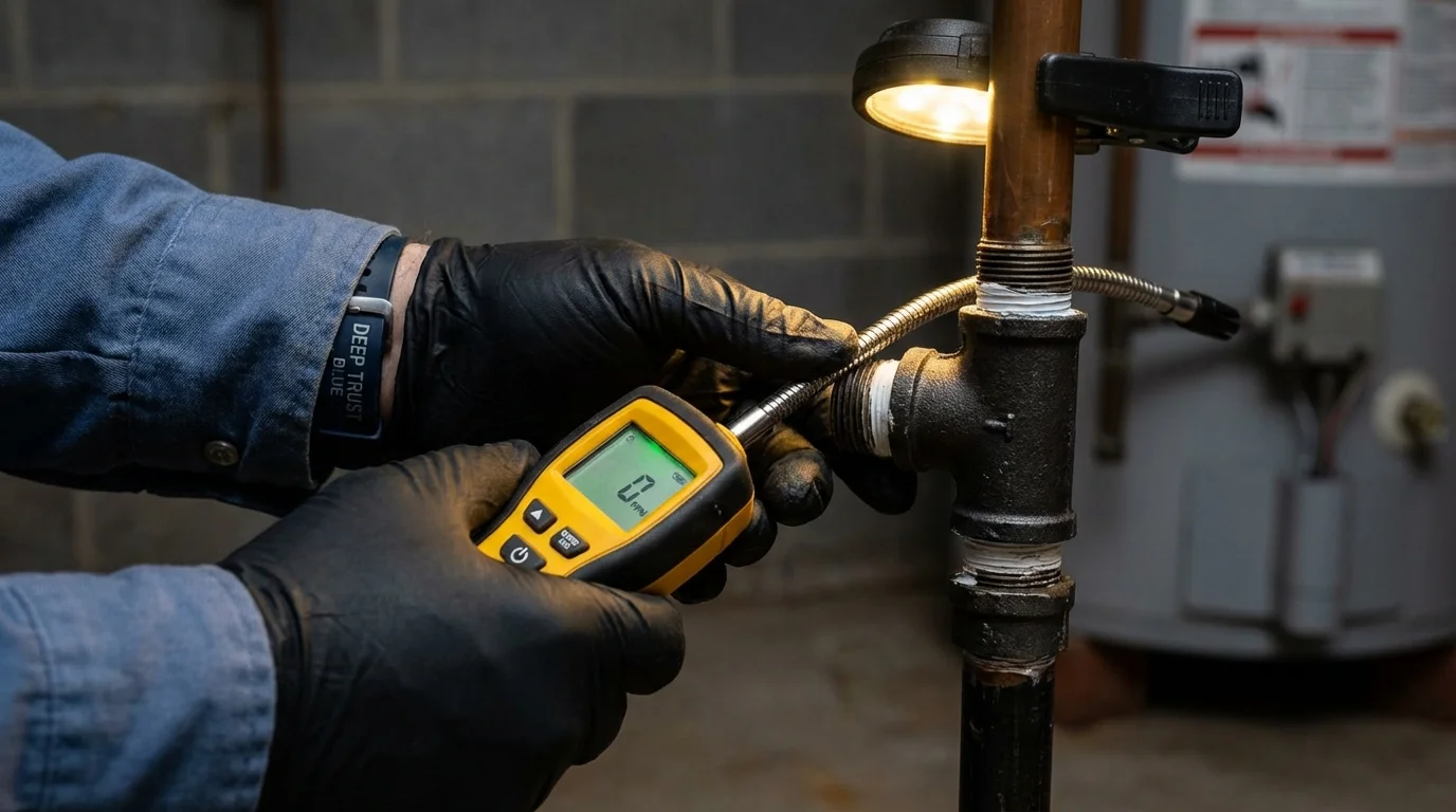 Gas leak detection with electronic sniffer by Johns Plumbing LLC in Westmorland