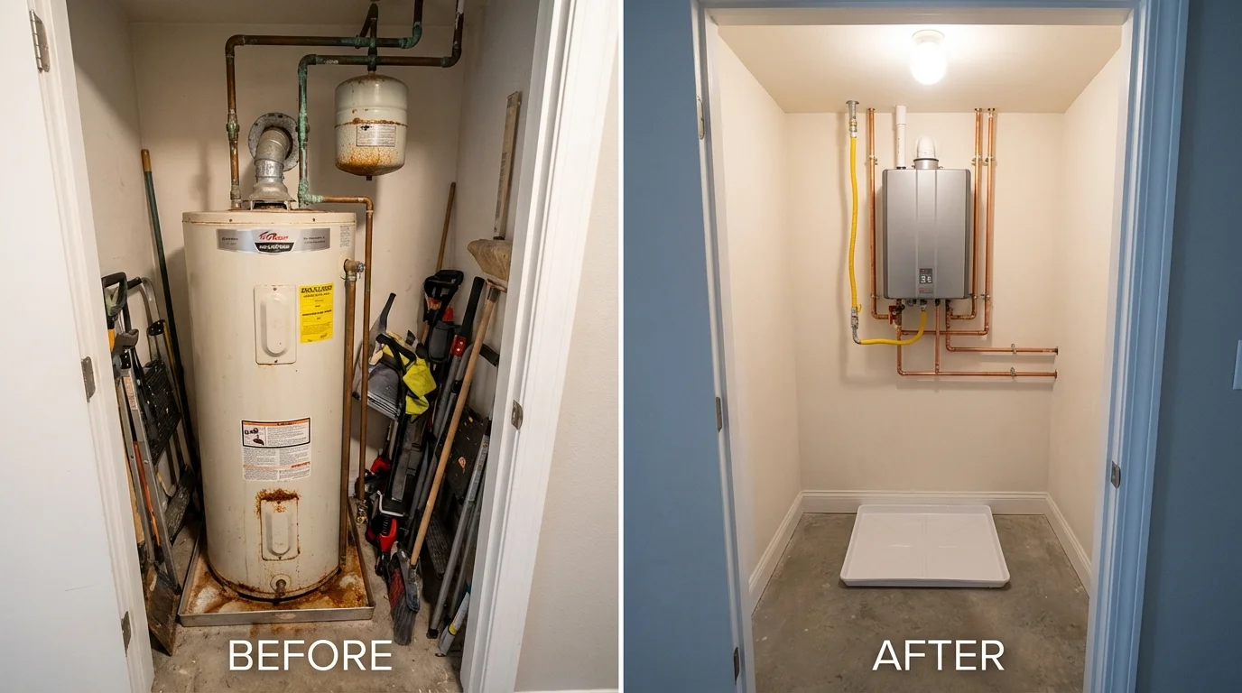 Tank water heater versus wall-mounted tankless unit comparison for Westmorland, CA homeowners