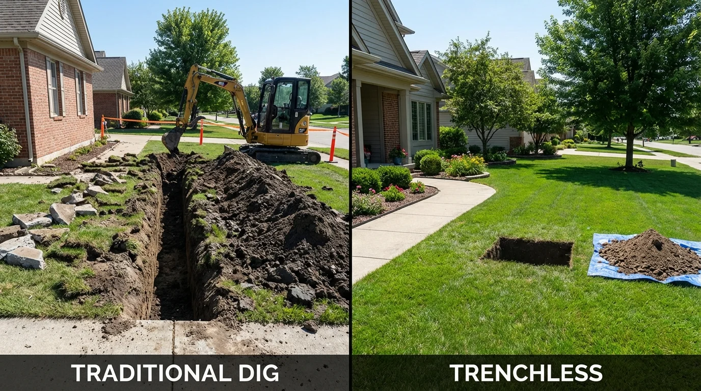 Trenchless sewer repair with minimal yard damage versus traditional excavation in Westmorland, CA